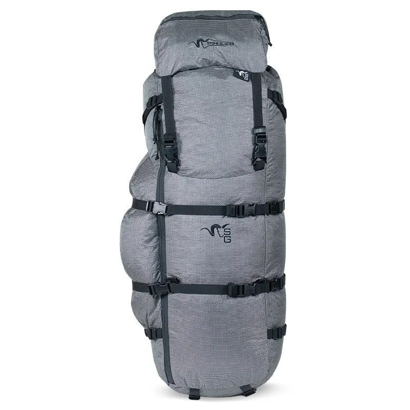 Casavibeo Stone Glacier Terminus 7000 backpack with multiple compartments and padded straps for outdoor adventures.