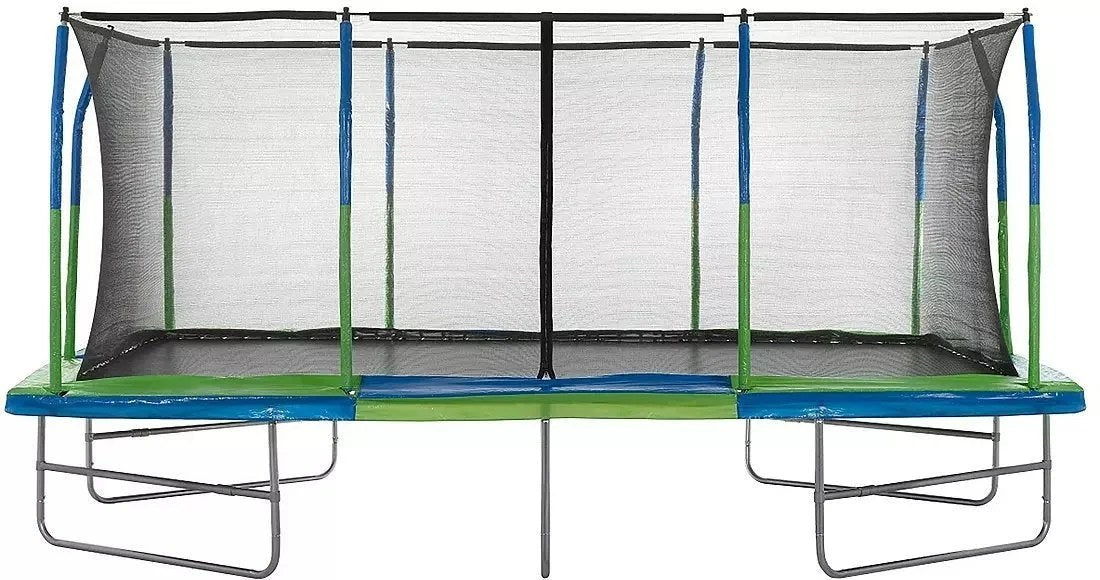 Casavibeo Upper Bounce Mega Trampoline 10x17 feet with safety net and padded enclosure for outdoor fun and exercise.