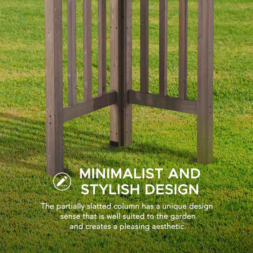 Casavibeo Sunjoy Bellucci 10x14 ft light grey outdoor cedar wood arched pergola with anchoring plates for sturdy installation