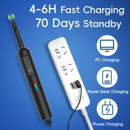 Belro 360 rotating toothbrush with ergonomic handle and sleek design for thorough oral cleaning.