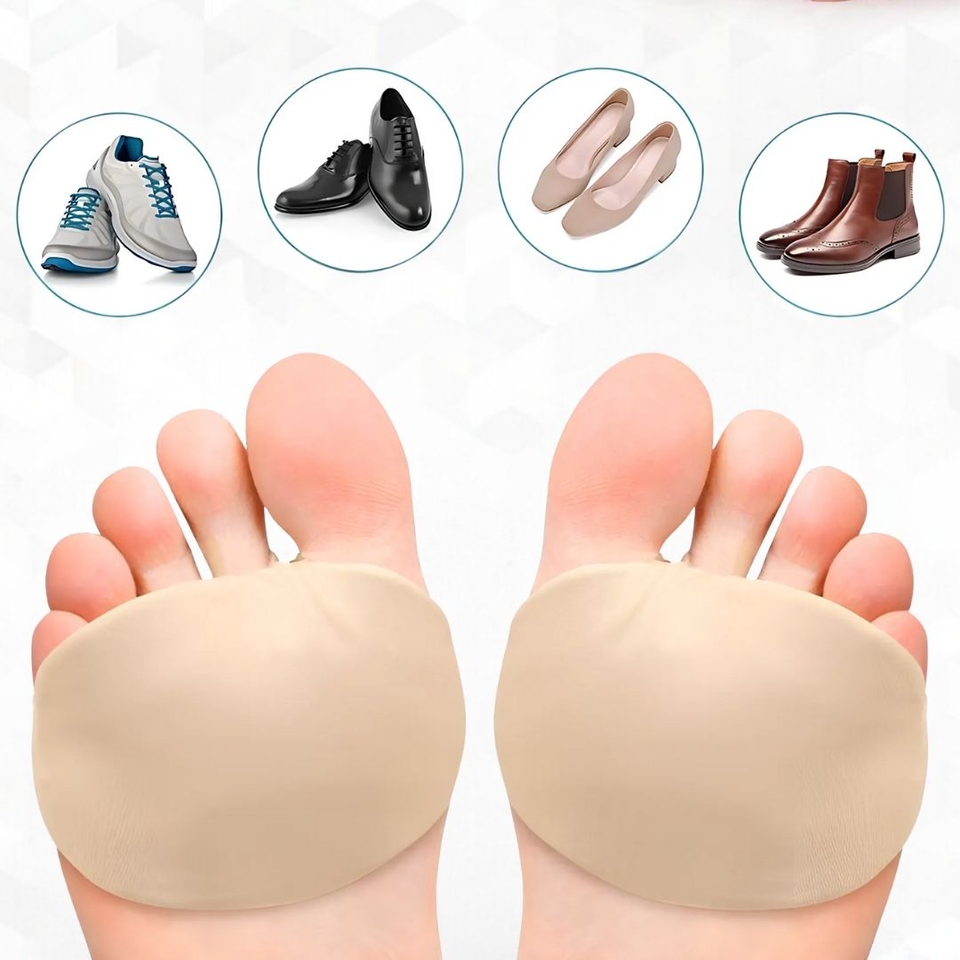 Bowlift Metatarsal Gel Cushion Pads for Morton’s neuroma relief and foot pain, showing soft gel pads on a white background.