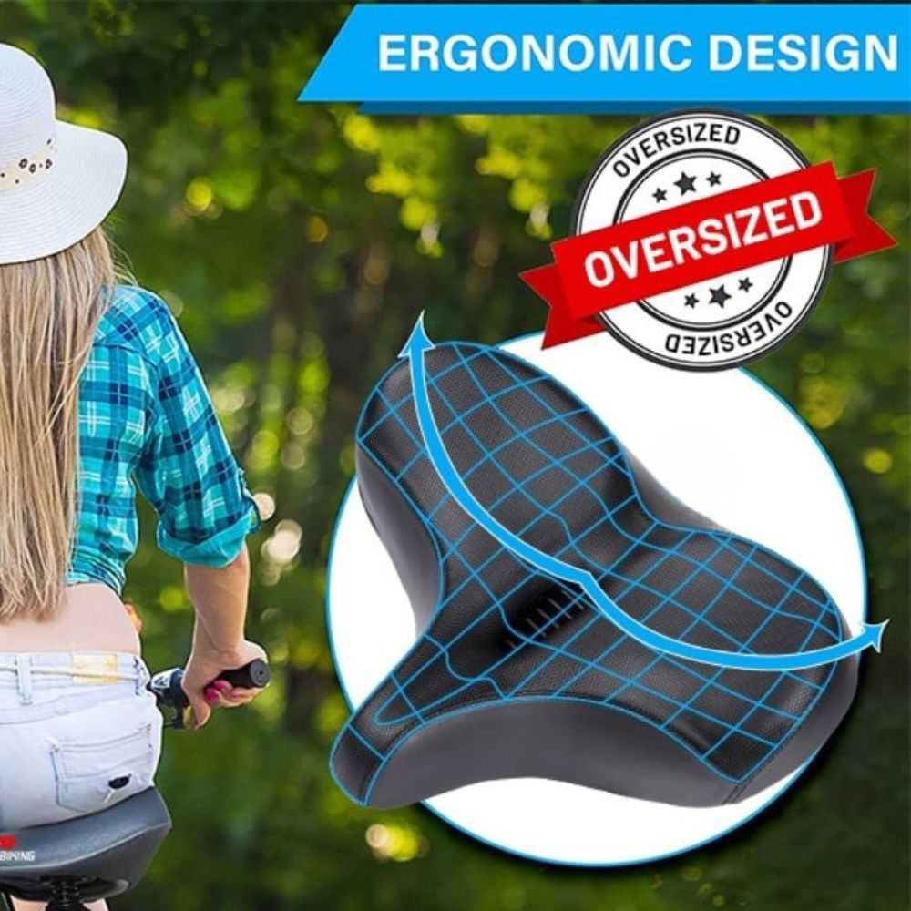 Belro extra large bike seat with thick foam padding and waterproof cover, designed for comfortable outdoor cycling.