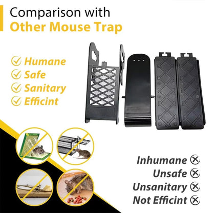 Belro Walk the Plank Humane reusable mouse trap with metal door and plastic body, designed for effective pest control.