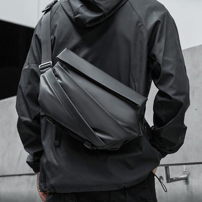 Belro men's sling bag designed for electronics and camera gear, featuring adjustable straps and compact storage.