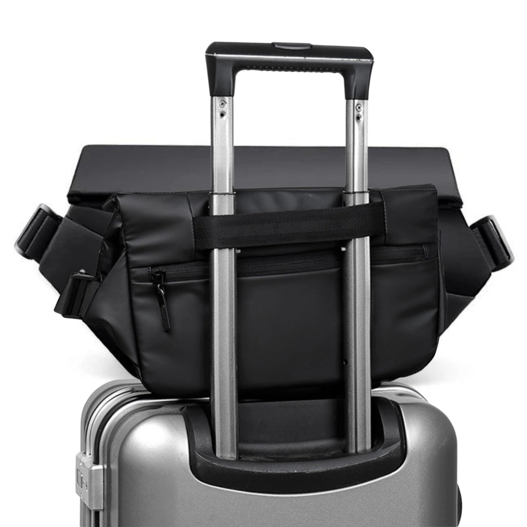 Belro men's sling bag designed for electronics and cameras, featuring a compact, stylish, and functional design with adjustable strap.