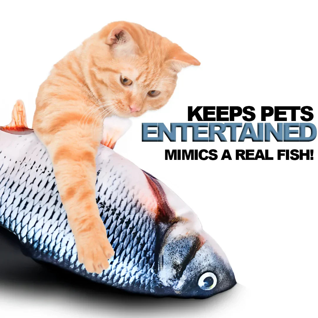 Belro USB Floppy Fish toy for cats, soft plush pet toy with a fish design, designed to entertain and engage cats during play.