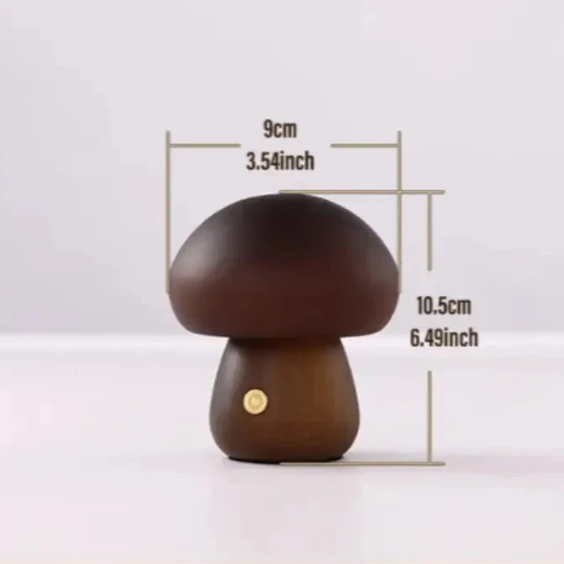 Belro mushroom night light bedside lamp emitting soft glow, designed for cozy nighttime illumination in bedrooms.