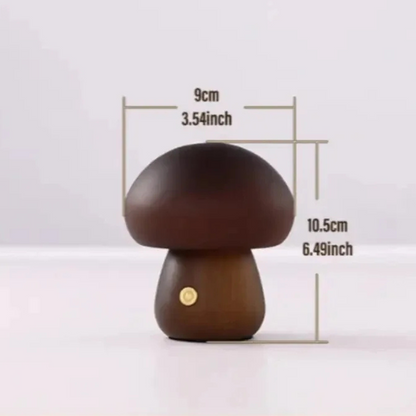Belro mushroom night light bedside lamp emitting soft glow, designed for cozy nighttime illumination in bedrooms.