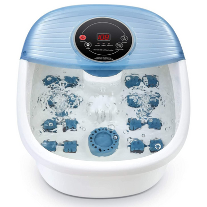 Belro temperature-controlled foot bubble bath massager with vibration therapy, featuring bubble jets and adjustable settings for relaxation.