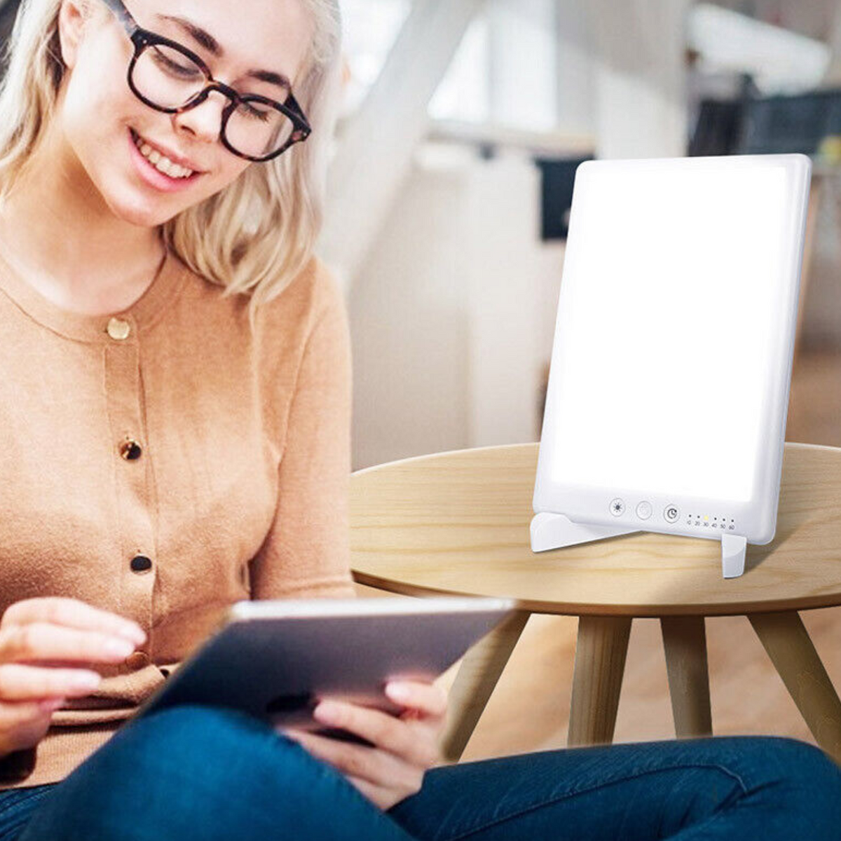 Belro compact seasonal sadness bright sun therapy lamp for health and beauty use, featuring a powerful light for mood improvement.
