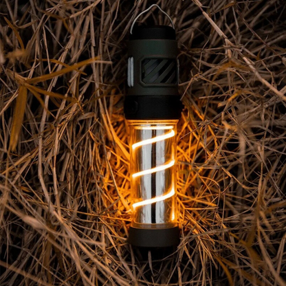 Belro rechargeable outdoor mosquito repellent lamp illuminating a lantern-style device for outdoor insect control.