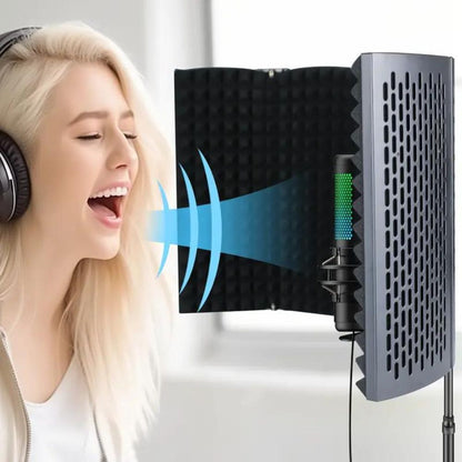 Belro voice recording sound isolation booth with noise shield, designed for home studio or professional audio recording setup.