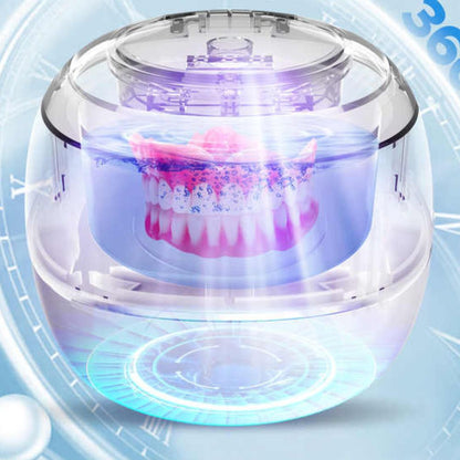 Belro ultrasonic portable denture cleaner machine for home use, shown with digital controls and compact design.
