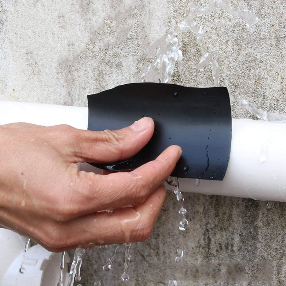 Belro Ultra Strong Stop Leaks waterproof repair tape applied to a pipe for sealing and waterproofing in tools and hardware.