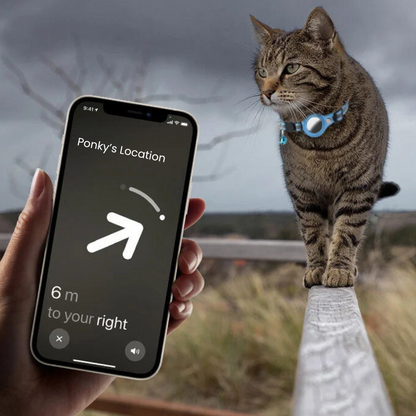 Belro waterproof reflective pet Airtag holder collar with secure strap and reflective strip for visibility.