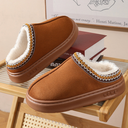 Belro fluffy insole platform slippers with faux fur lining, winter slip-on footwear for cozy comfort.