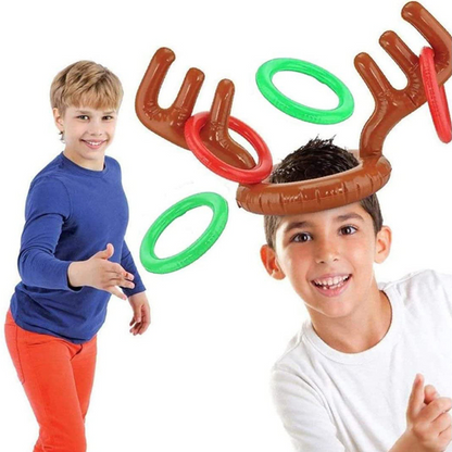 Belro Reindeer Antler Ring Toss Christmas game for men, featuring festive antler headband and colorful rings for holiday fun.