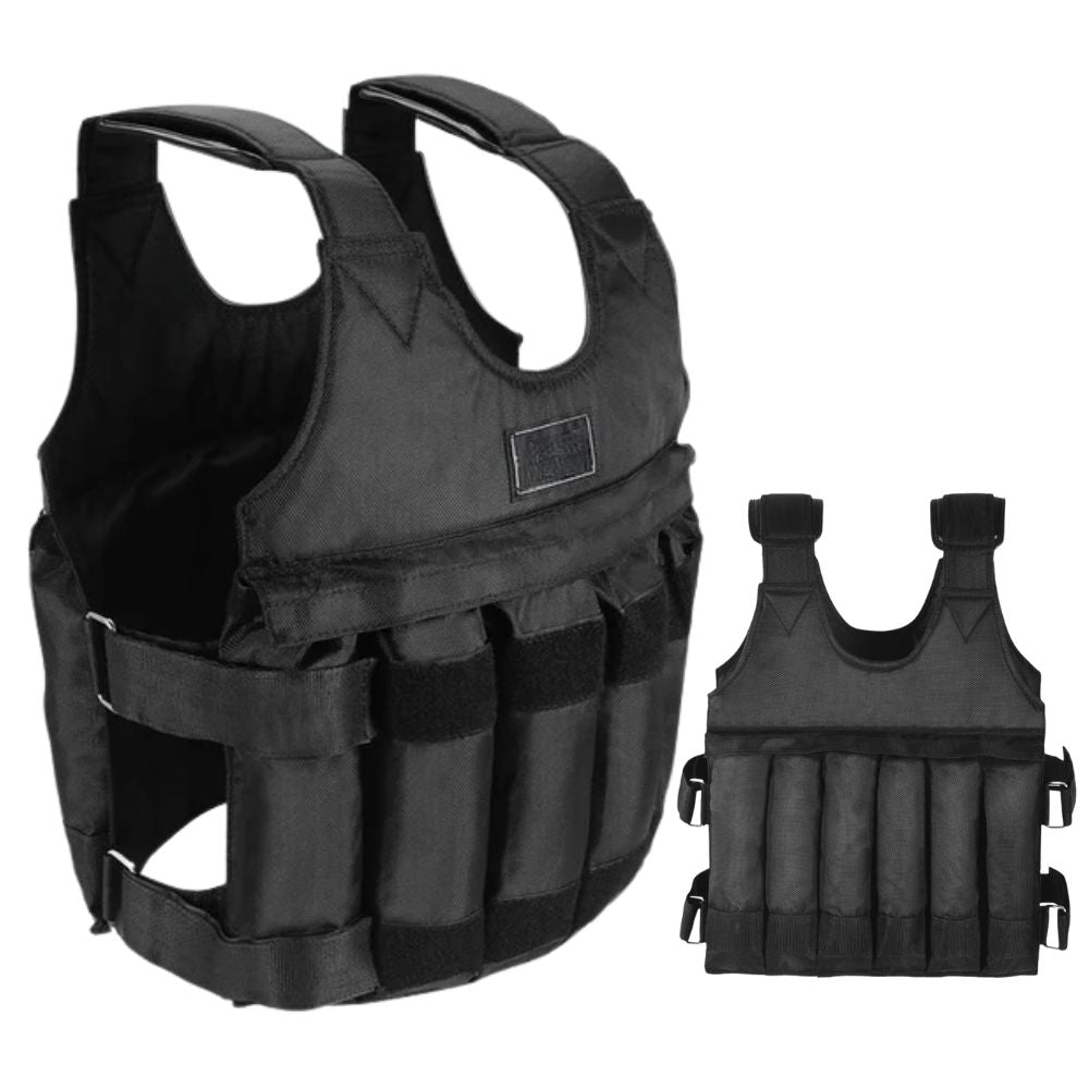 Belro 110-pound adjustable men's exercise weighted vest with padded straps for strength training and fitness workouts.