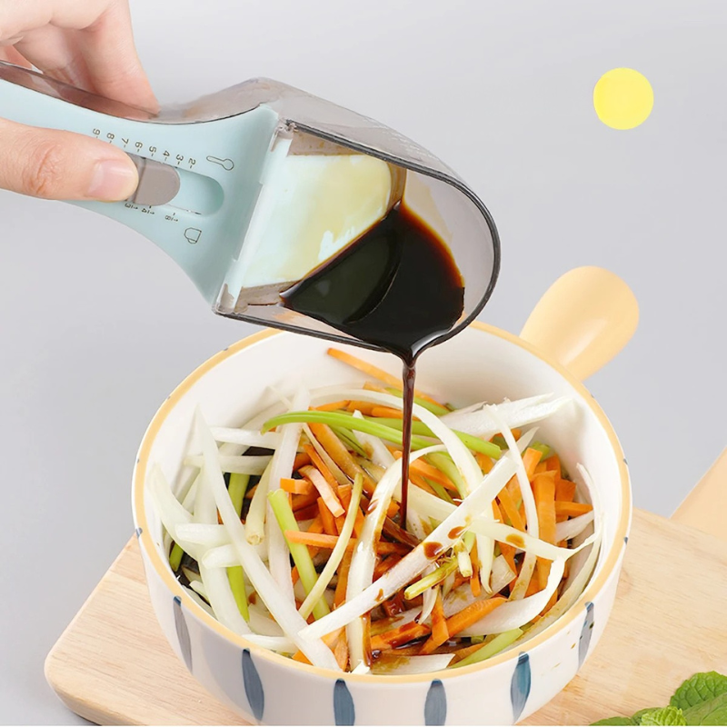 Belro 2-piece adjustable measuring cup and spoon set, featuring ergonomic handles, for precise measurements in the kitchen