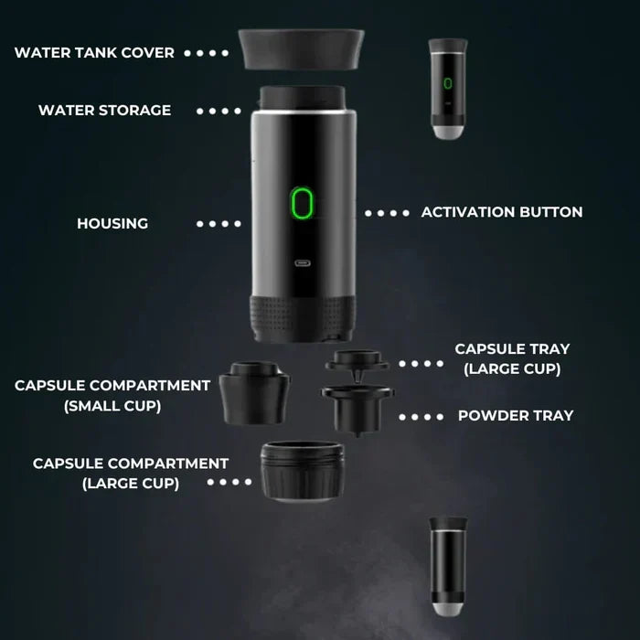 Belro portable 3-in-1 coffee maker for home and travel, compact electronic appliance with brewing and heating functions.