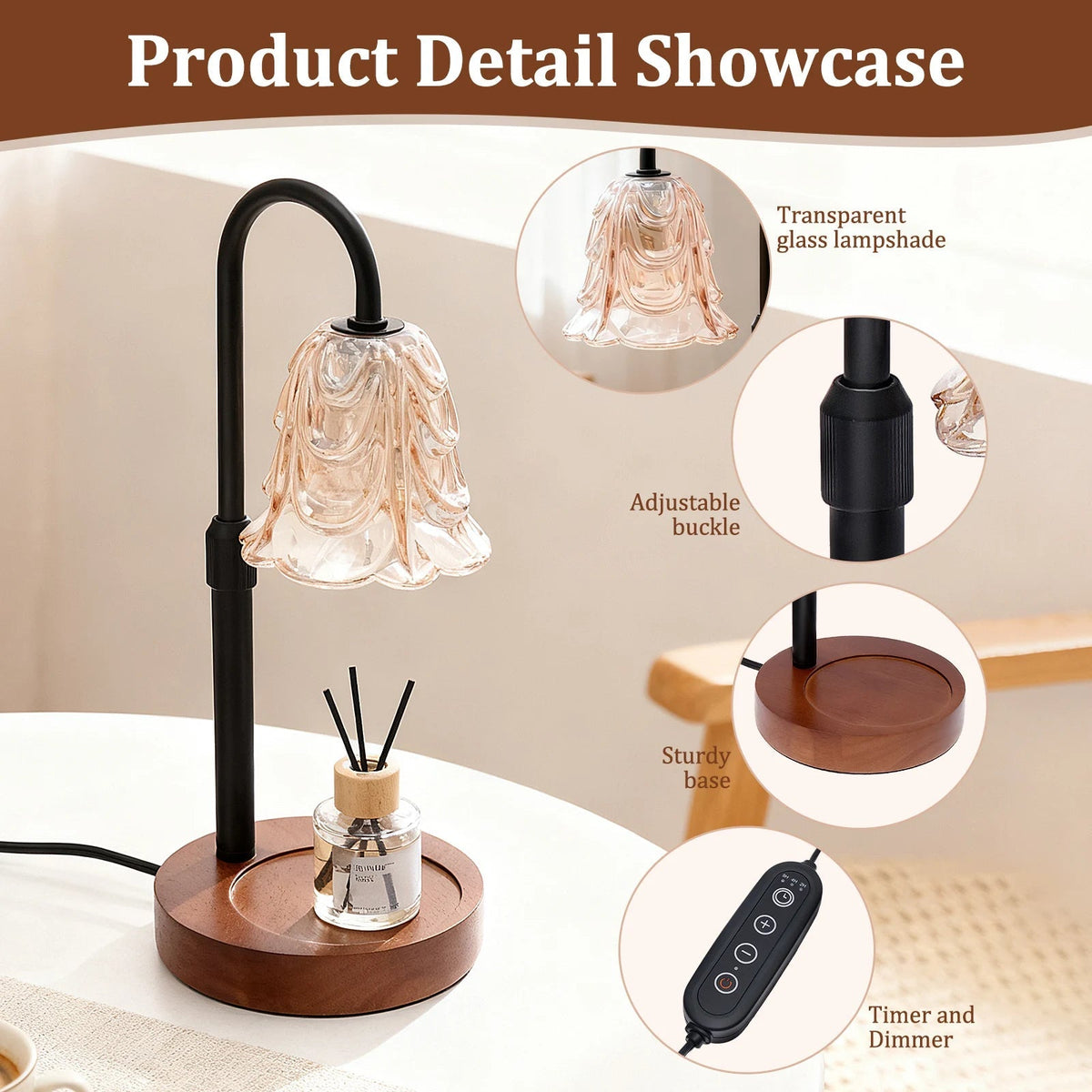 Belro Flower Dimmable Candle Warmer Lamp in elegant design, suitable for fragrances and creating a cozy ambiance.