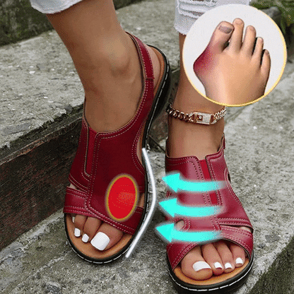 Belro Premium Leather Wedge Sandals with ankle straps and open toe design, stylish and comfortable for warm weather wear.