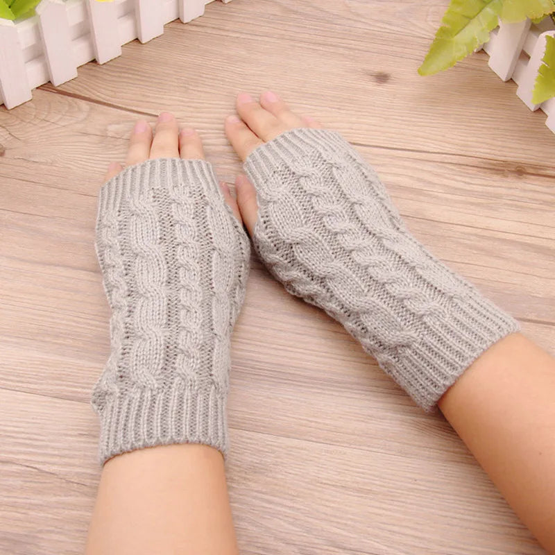 Belro knit women's winter fingerless gloves, cozy wool accessories for cold weather, with ribbed knit texture and snug fit.