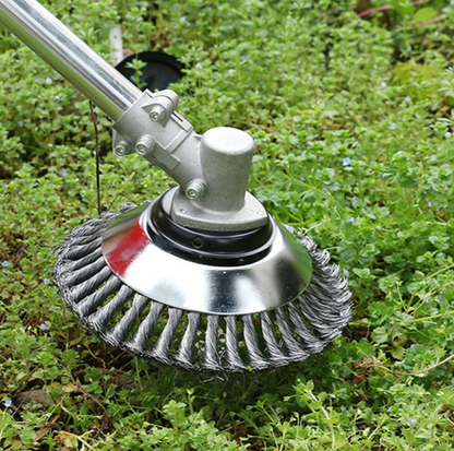 Belro carbon steel weed brush and trimmer worn as men's clothing, featuring durable construction and ergonomic design.