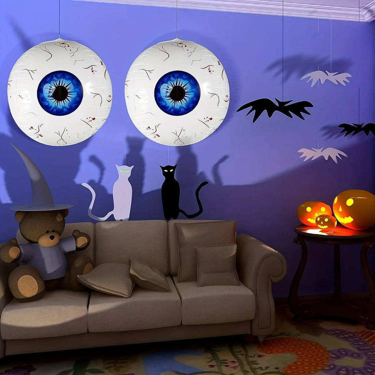 Belro Halloween eyeball balloon with creepy spooky design, suitable for men's costume decor or themed spooky events.