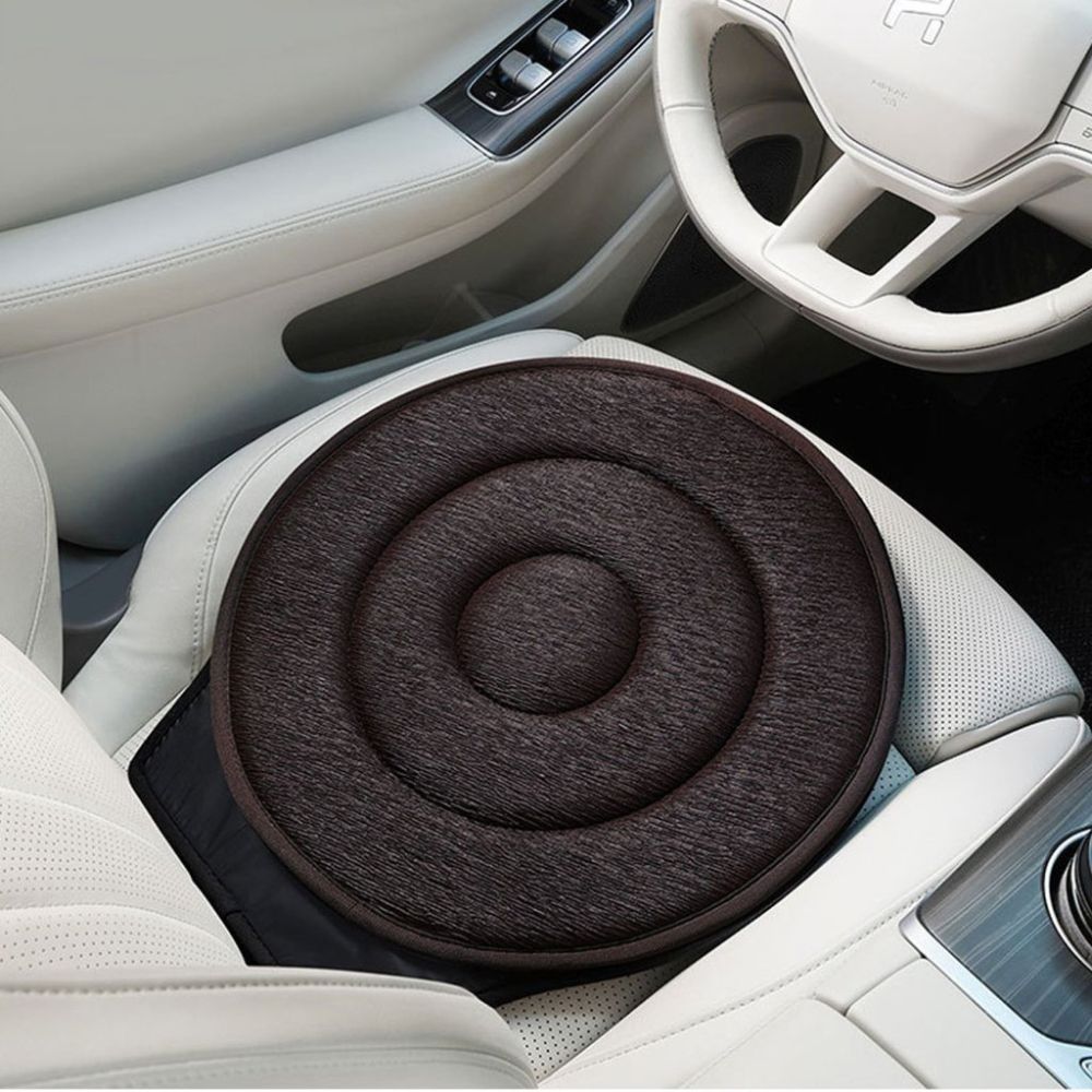 Image of Belro Cozy 360 degree car swivel chair pad, showing its plush, circular design with supportive cushioning for comfortable driving.