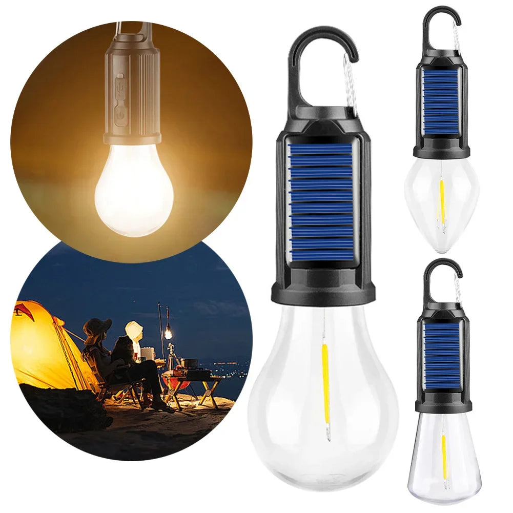 Belro solar rechargeable hooked camping lantern with bright LED light, perfect for outdoor camping and emergency lighting.