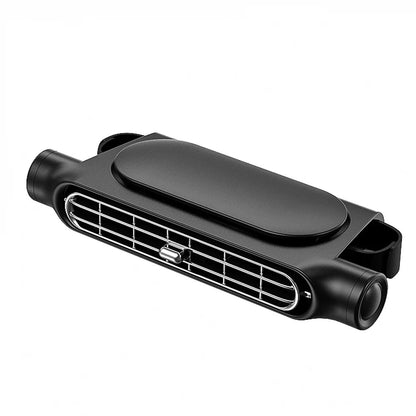 Belro car seat cooling fan attached to a vehicle seat, designed for sports and outdoor use, with adjustable fan blades visible.