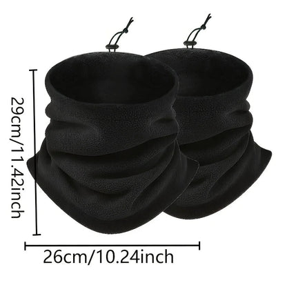 Belro fleece balaclava face mask and neck warmer showing soft, warm fabric covering the head, face, and neck for outdoor cold weather.