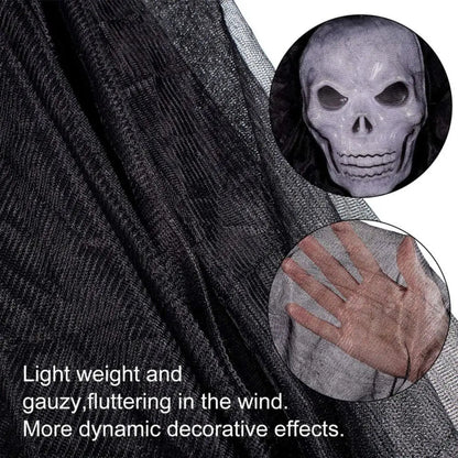 Belro outdoor Halloween ghost costume featuring a skeleton mask, ideal for spooky costume parties and ghostly decorations.