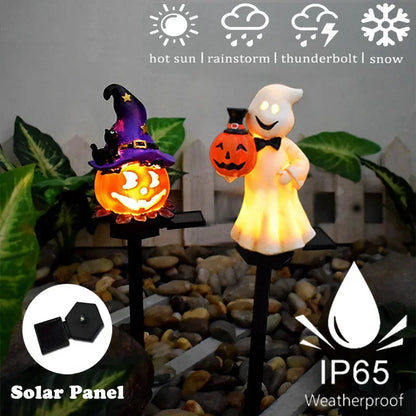 Belro Halloween solar light outdoor decoration attached to an umbrella, featuring spooky themed design for festive outdoor decor.
