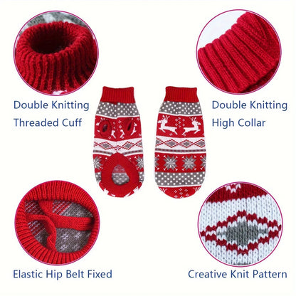Belro knitted Christmas sweater for small dogs, cozy holiday pet clothing with festive holiday patterns and soft knit fabric.