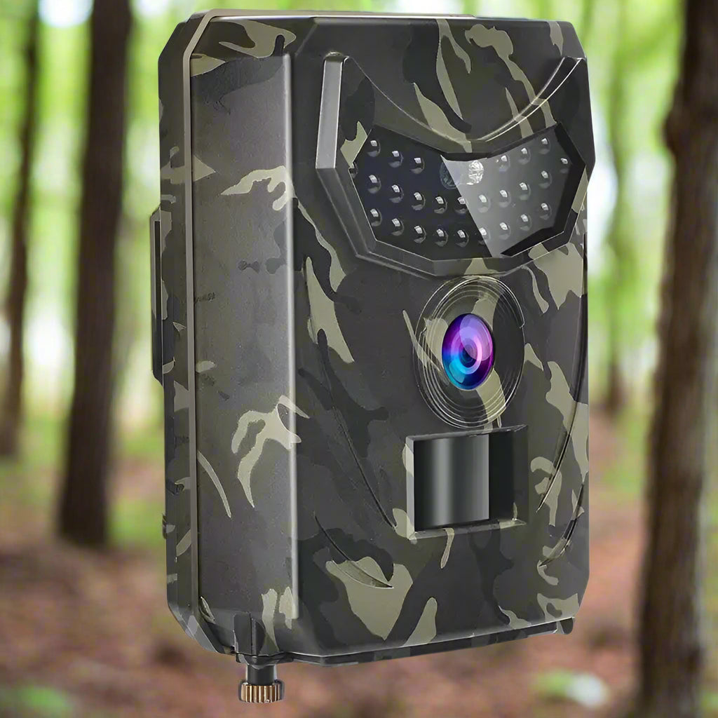 Belro ProVision Night Vision Trail Camera mounted outdoors with lens and sensors visible for wildlife monitoring and security.
