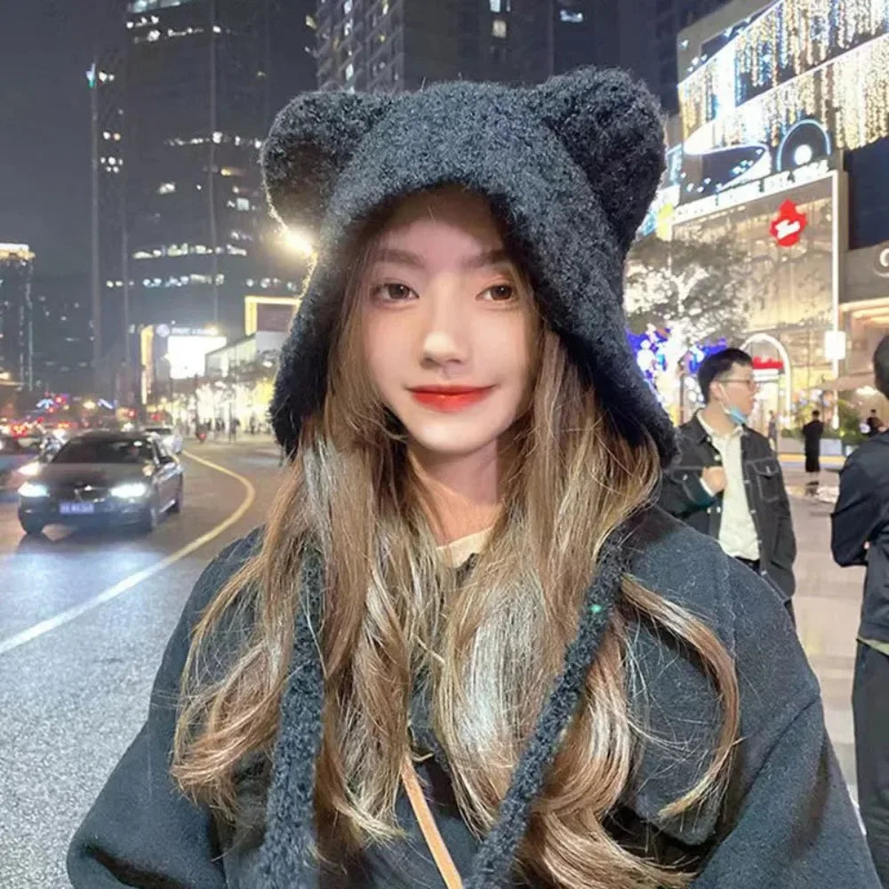 Belro cute bear ear winter hat with cozy knit fabric and playful bear ear details, ideal for cold weather accessories.