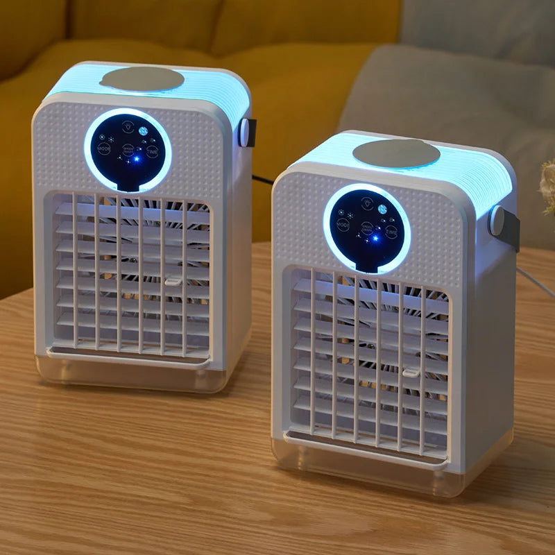 Belro compact cooling fan for outdoor use, featuring adjustable blades and a sturdy outdoor-ready design.