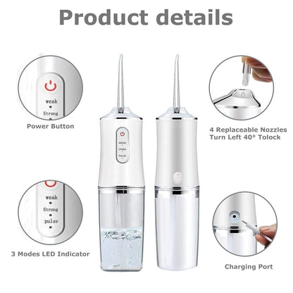 Belro portable dental water flosser with ergonomic handle and water tank, designed for effective oral cleaning and oral health.