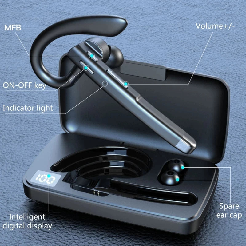 NordisHome Trucker Dual Mic Wireless Bluetooth 5.1 noise-cancelling headset with earpiece, superior sound quality, and comfortable fit.