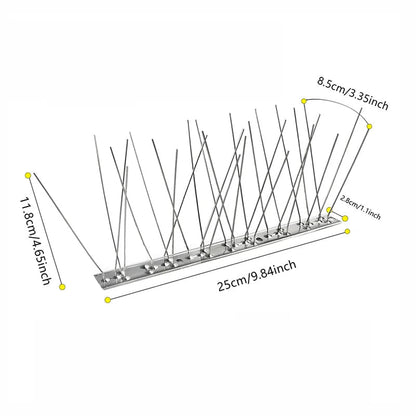 Belro outdoor stainless bird repeller spikes installed on a ledge to deter birds from landing in a home and garden setting.