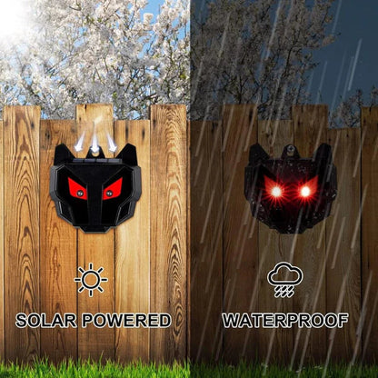 Belro solar-powered outdoor nocturnal animal repeller, 2-pack, for pest control in garden or yard, with solar panels and motion sensors.