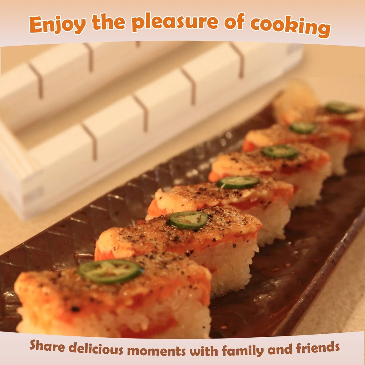 Handcrafted wooden sushi maker press mold by Belro, showing the smooth wooden surface and compact design for homemade sushi preparation.