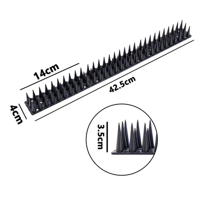 Belro plastic bird repeller control spikes mounted on a surface to prevent bird roosting in a home and garden setting.