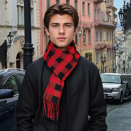 Belro luxury plaid cashmere winter scarf for men, stylish accessories with soft, warm cashmere fabric and classic plaid pattern.
