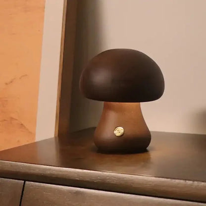 Belro mushroom night light bedside lamp casting a soft glow, perfect for cozy bedroom lighting and ambient decor.