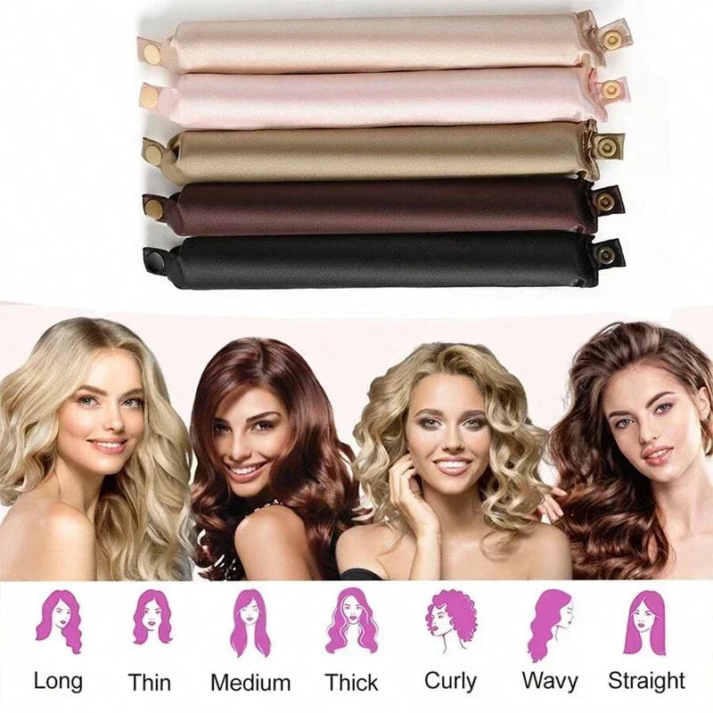 Belro satin headband heatless hair curler accessory for gentle, overnight hair styling, featuring soft satin material and adjustable fit.