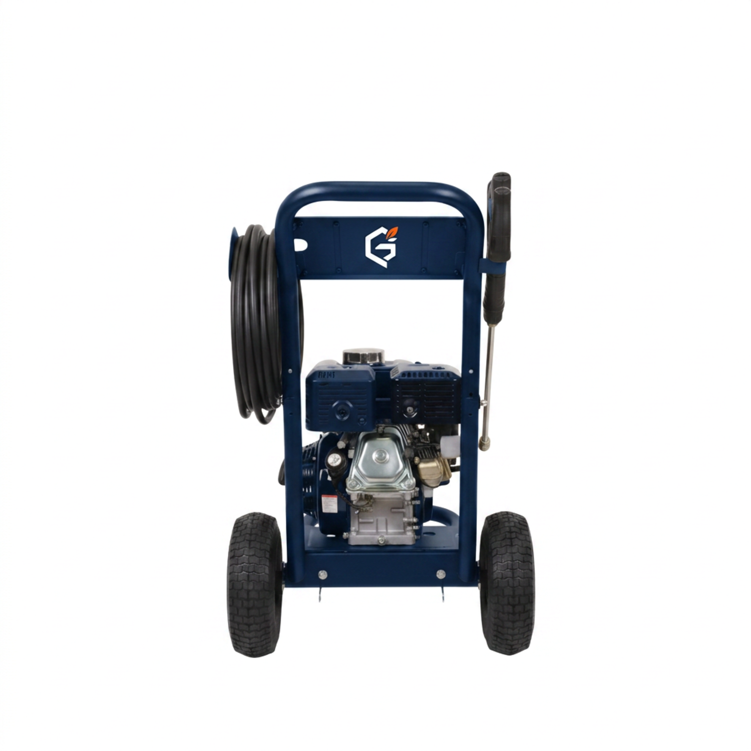 GETDECO HydroForce 3450 gas pressure washer with red body, featuring high-pressure nozzle and sturdy design for outdoor cleaning.