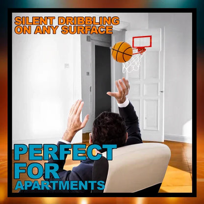 Belro silent basketball with soft surface and grip, designed for indoor team sports, shown on a court.